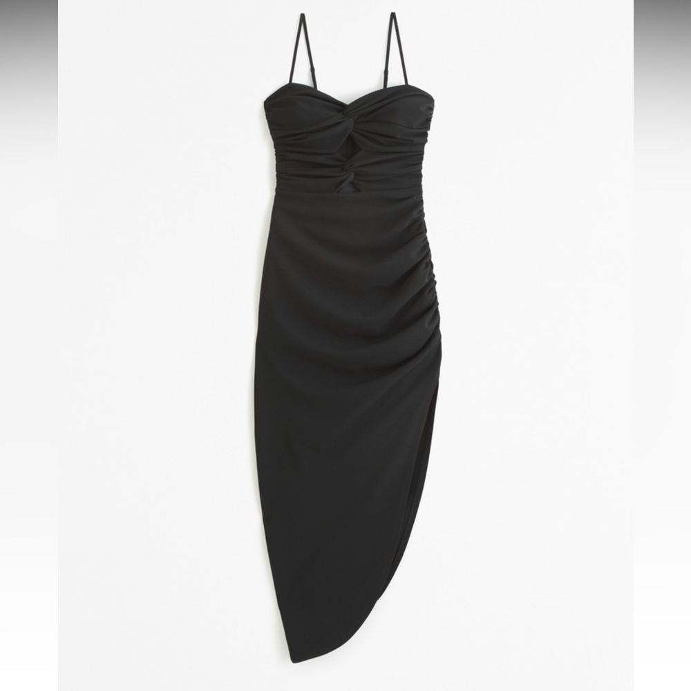 Abercrombie & Fitch Black Midi Dress with Asymmetric Hem